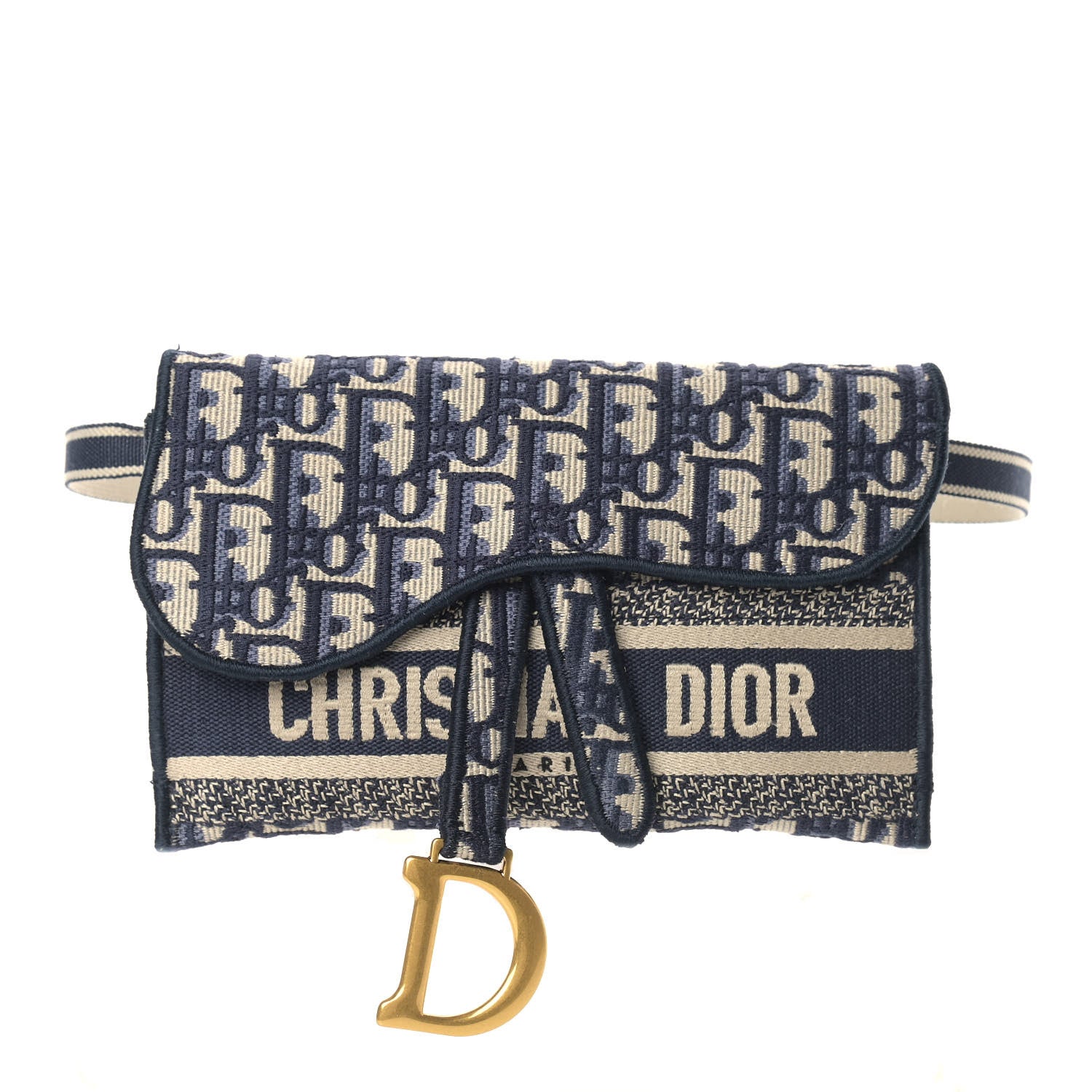 Christian Dior Oblique Slim Saddle Pouch Blue 1 of 9