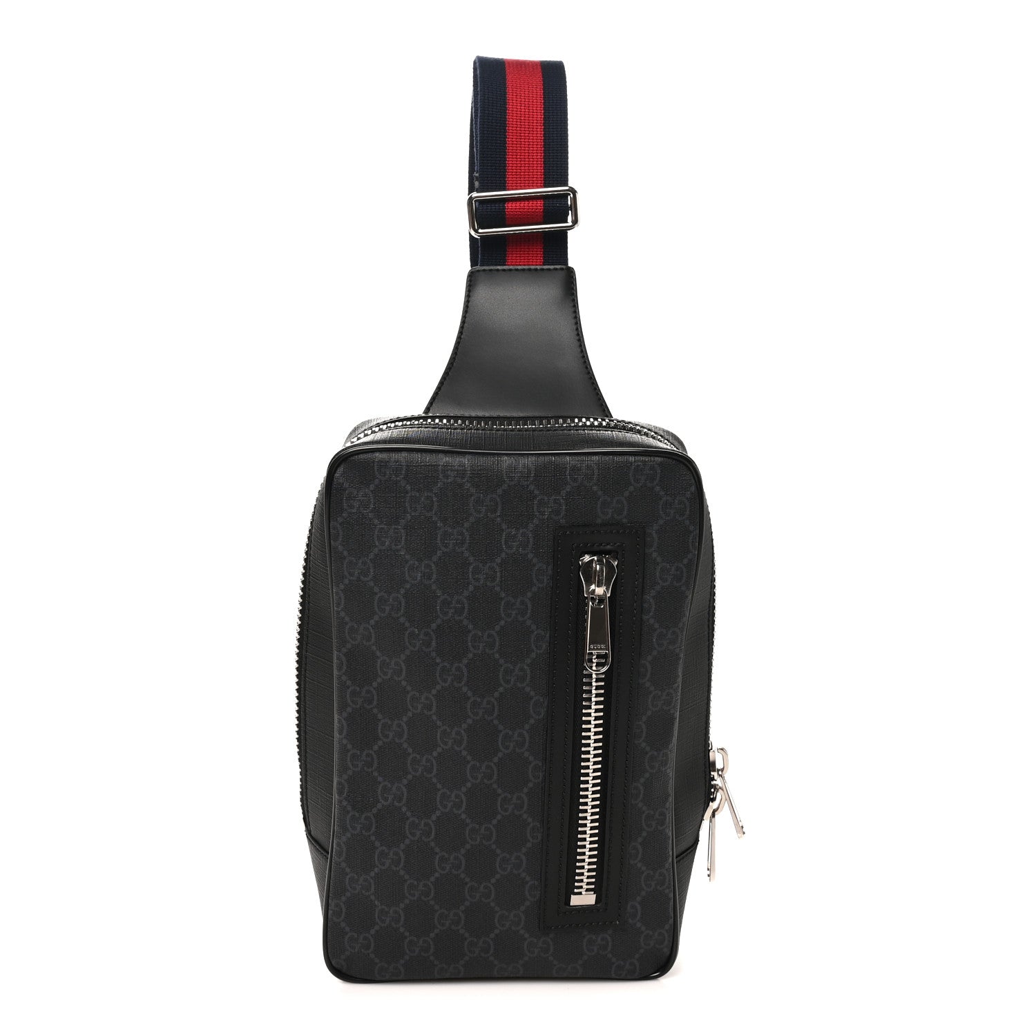 Gucci GG Supreme Monogram Web Belt Bag Black Grey 1 of 10