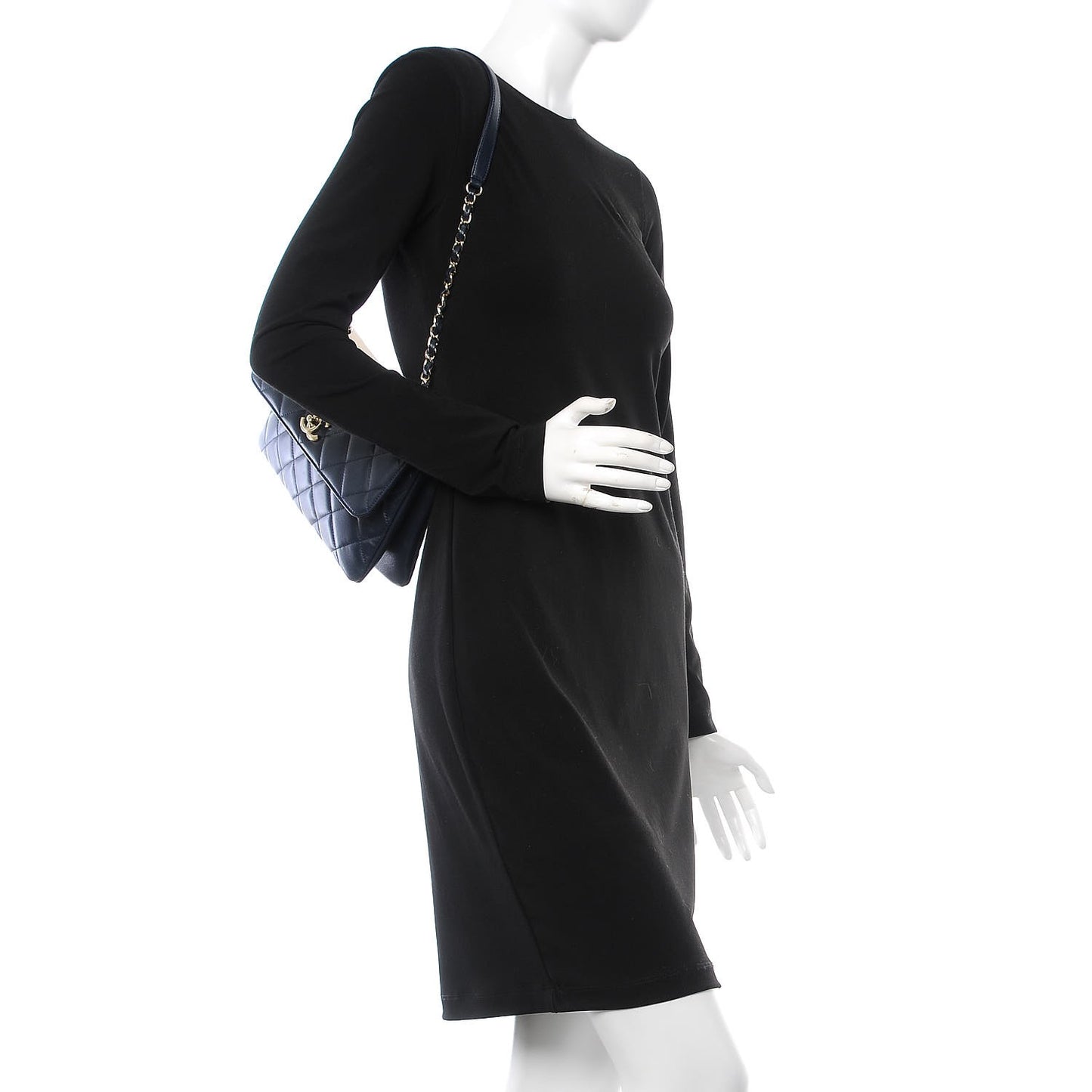 Lambskin Quilted Medium Trendy CC Flap Navy Blue