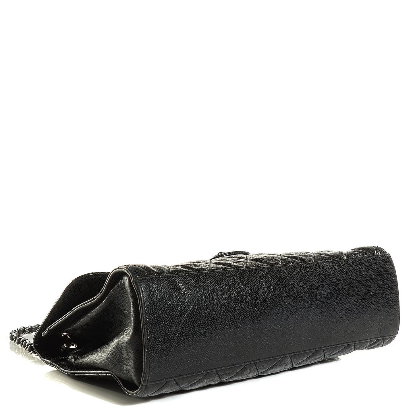 Crumpled Grained Calfskin CC Crave Jumbo Flap Black