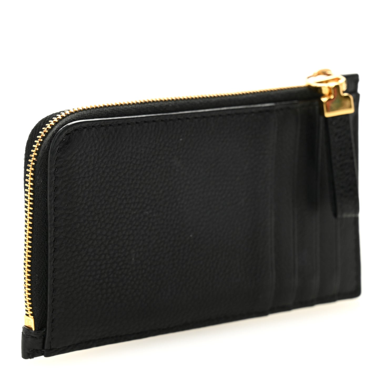 Supple Calfskin Cannage Caro Cosmos Zipped Card Holder Black