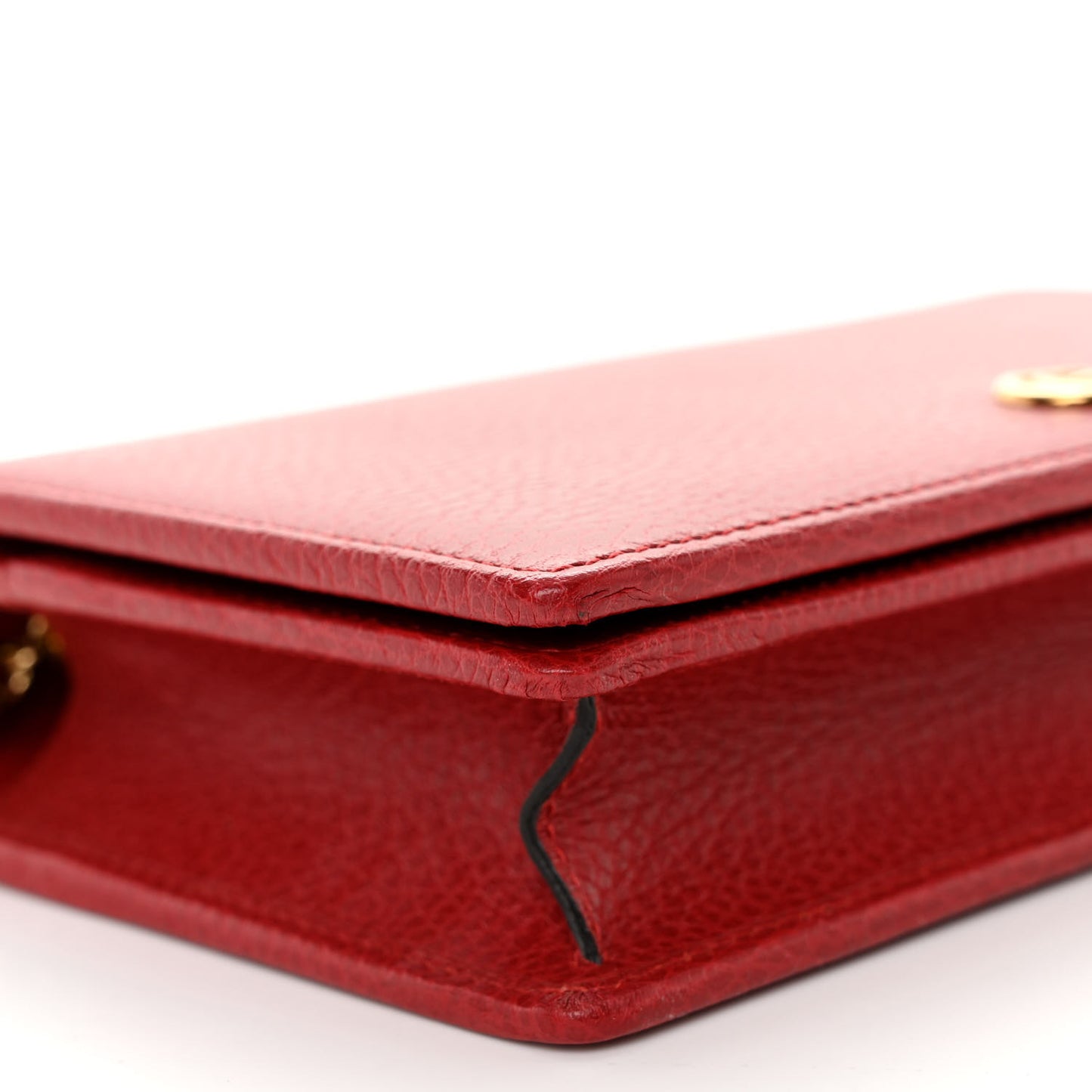Dollar Calfskin Mini GG Marmont Chain Wallet Hibiscus Red