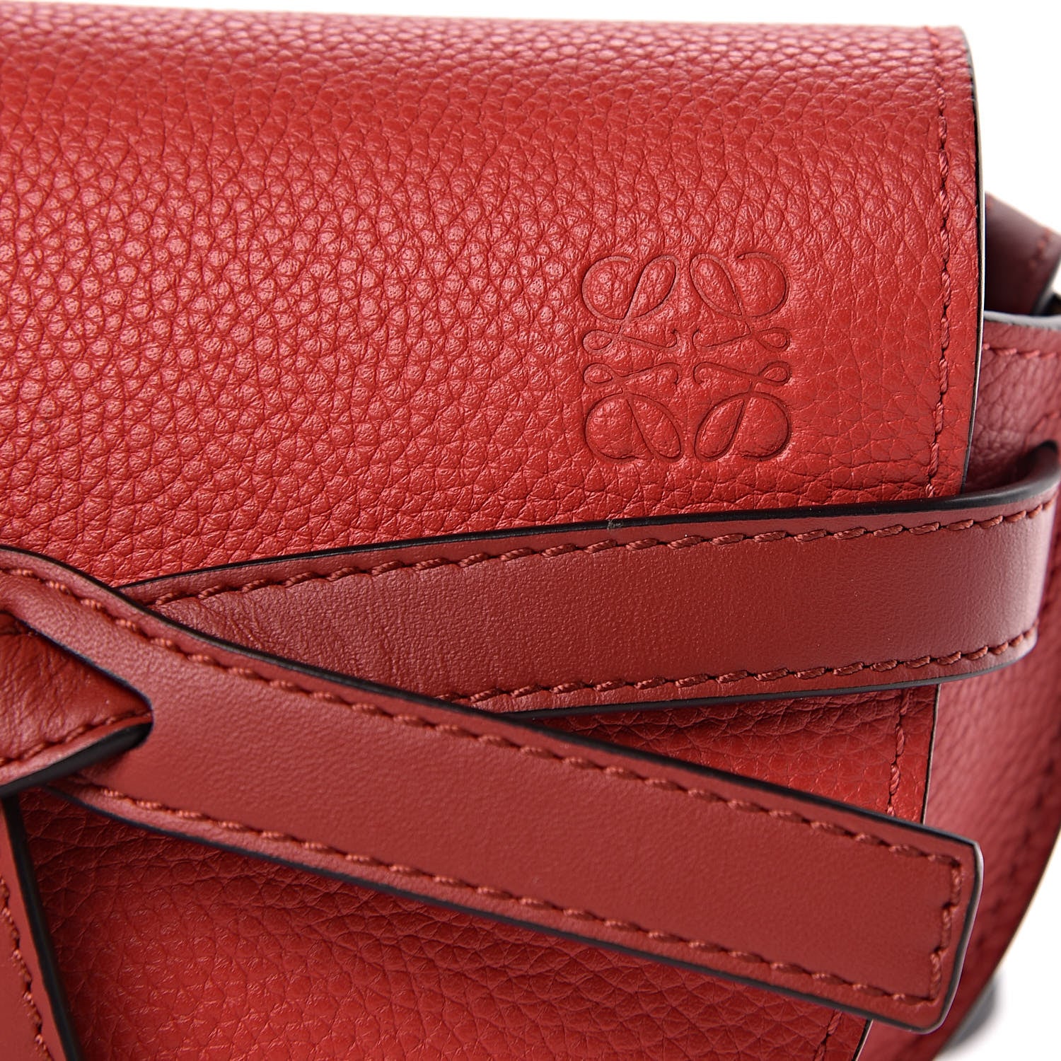 Loewe Grained Calfskin Mini Gate Crossbody Bag Scarlet Burnt Red 9 of 10
