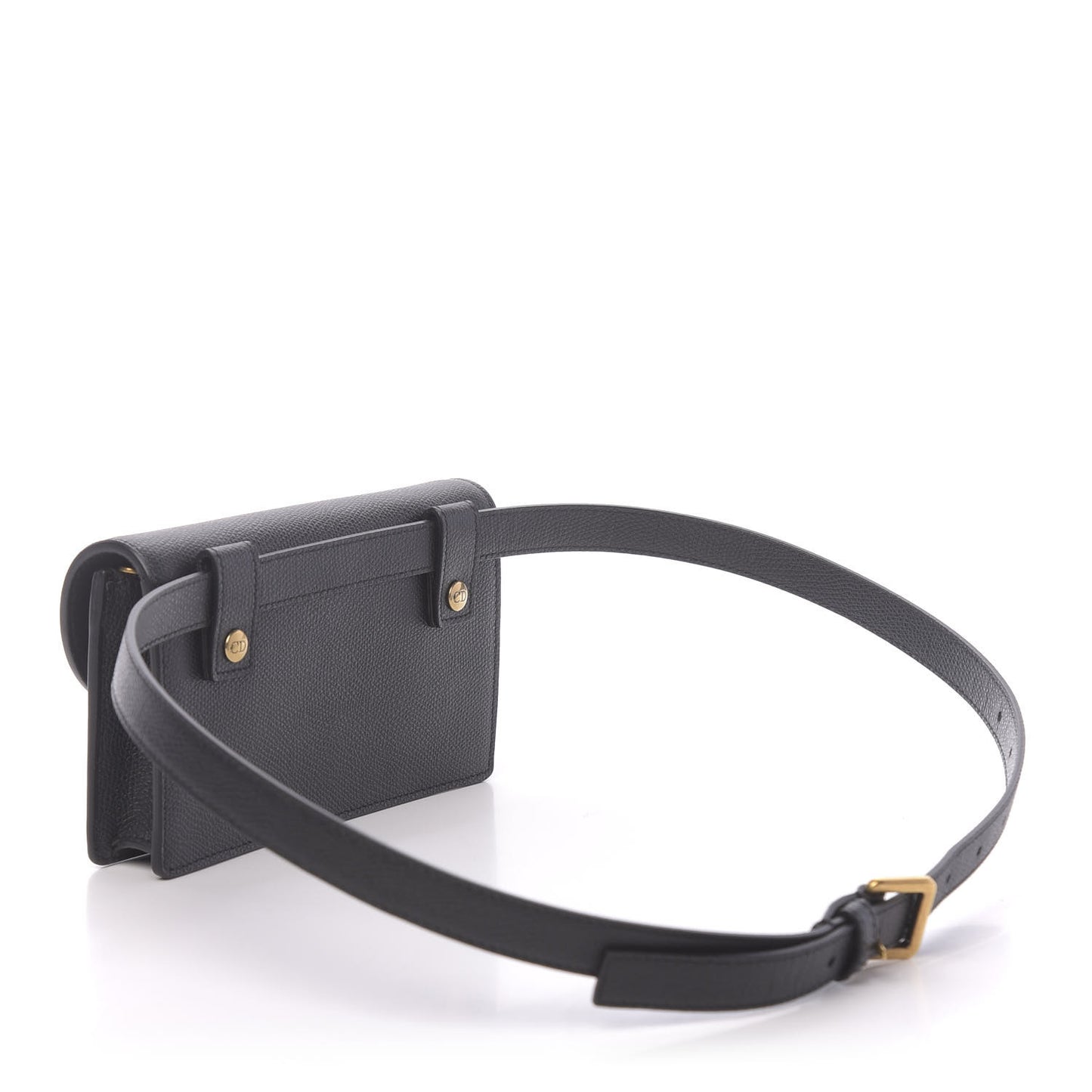 Grained Calfskin Saddle Belt Bag Black