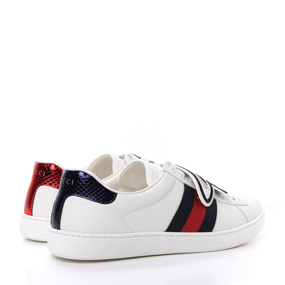 Gucci Calfskin Ayers Web UFO Dragon Embroidered Mens Ace Sneakers 8 White 4 of 11