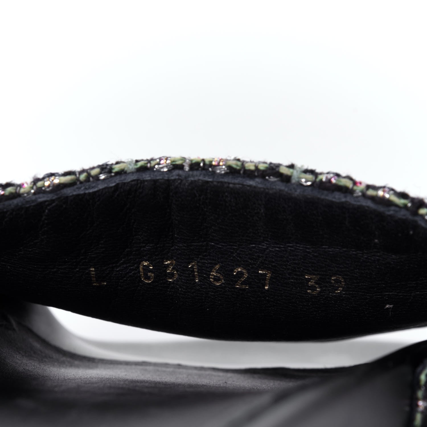 Chanel Tweed Lambskin Chain Flat Sandals 39 Black Multicolor 10 of 11