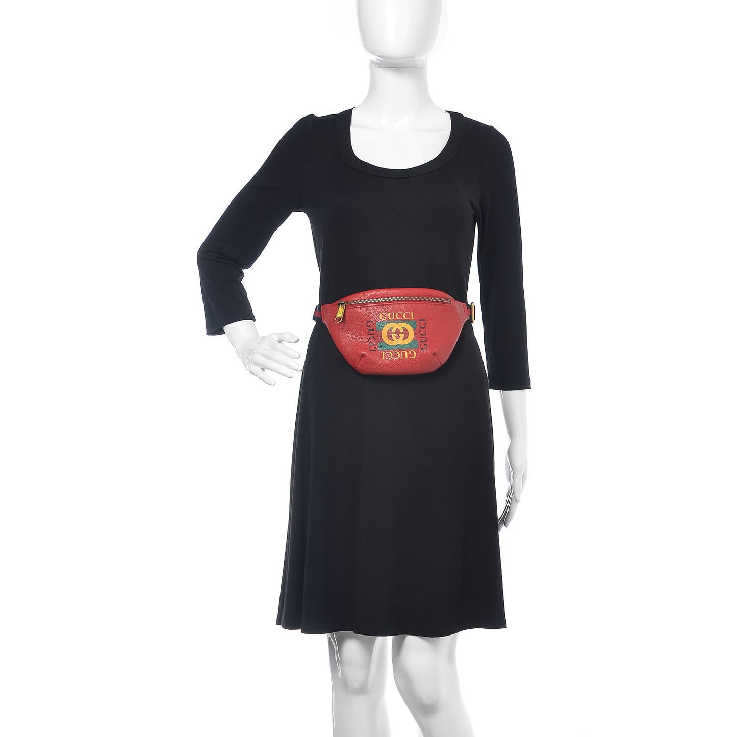 Grained Calfskin Small Logo Belt Bag Hibiscus Red