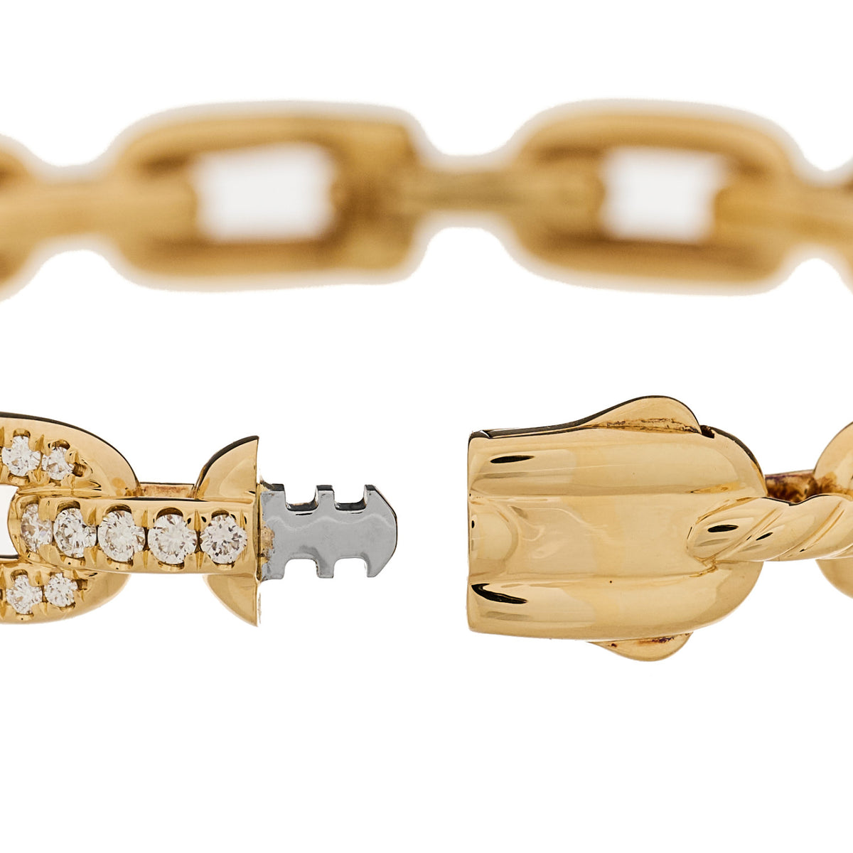 David Yurman 18K Yellow Gold Diamond 7mm Stax Chain Link Bracelet 4 of 4