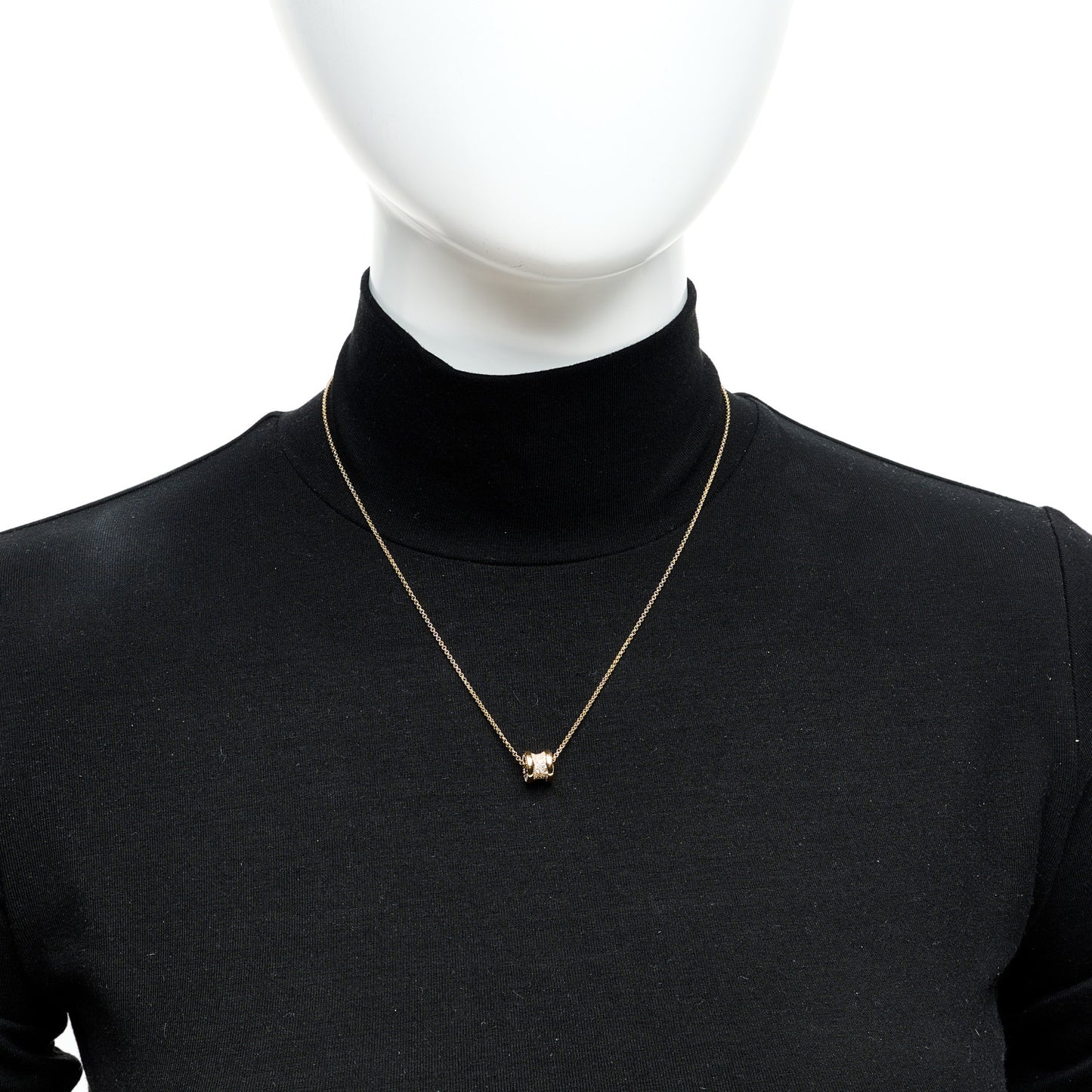 18K Yellow Gold Diamond Small B.Zero1 Pave Pendant Necklace