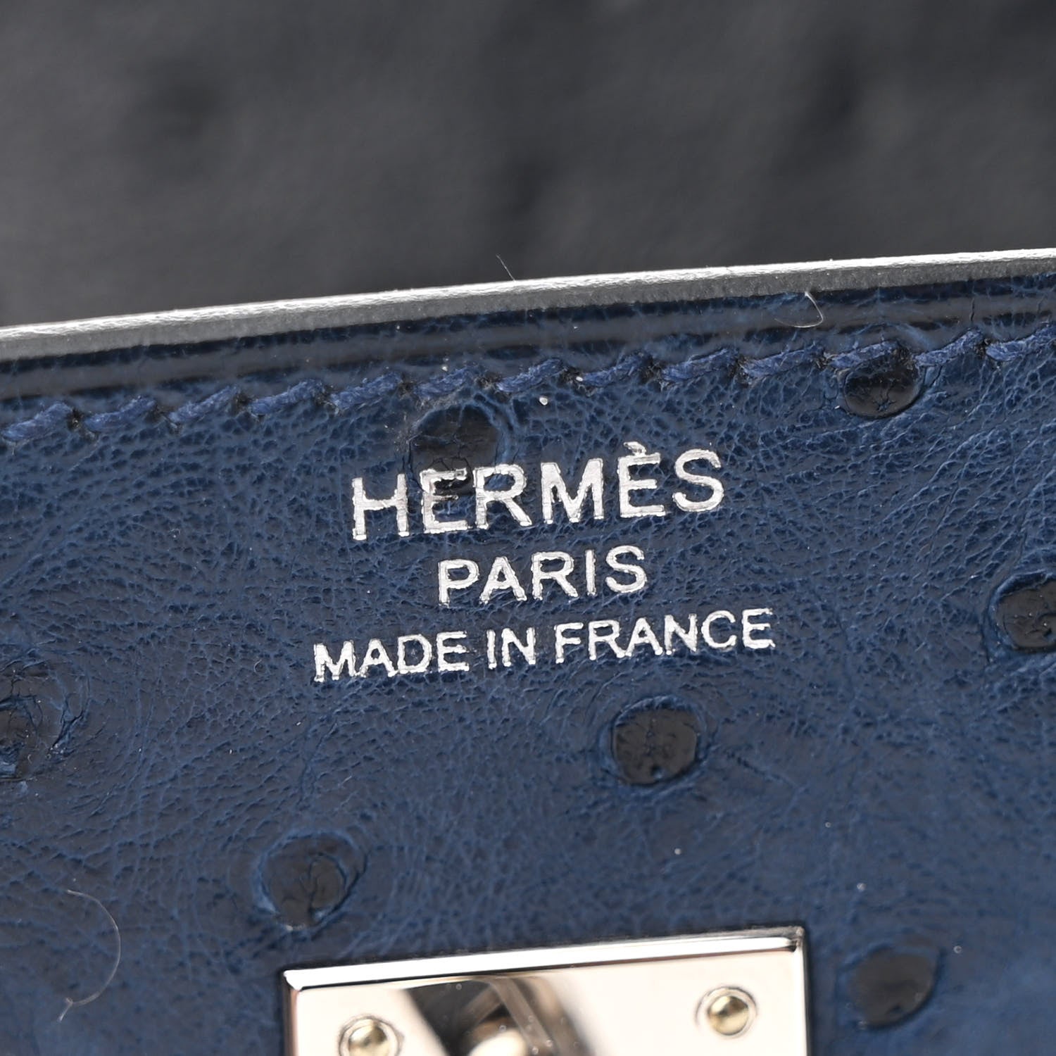 Hermes Ostrich Bi-Color Birkin 25 Bleu Iris Black 5 of 12