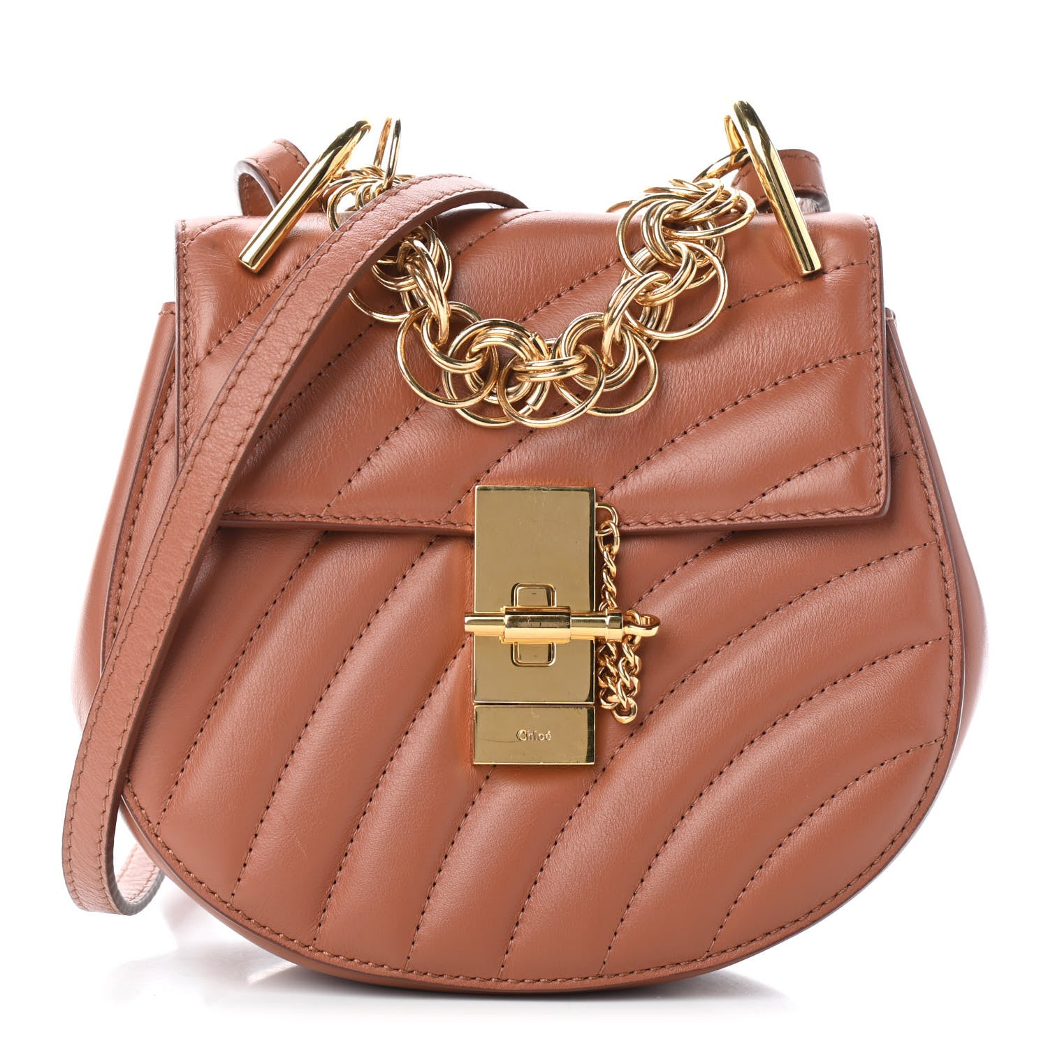 Chloe Calfskin Quilted Mini Drew Bijou Shoulder Bag Chestnut Brown 1 of 4