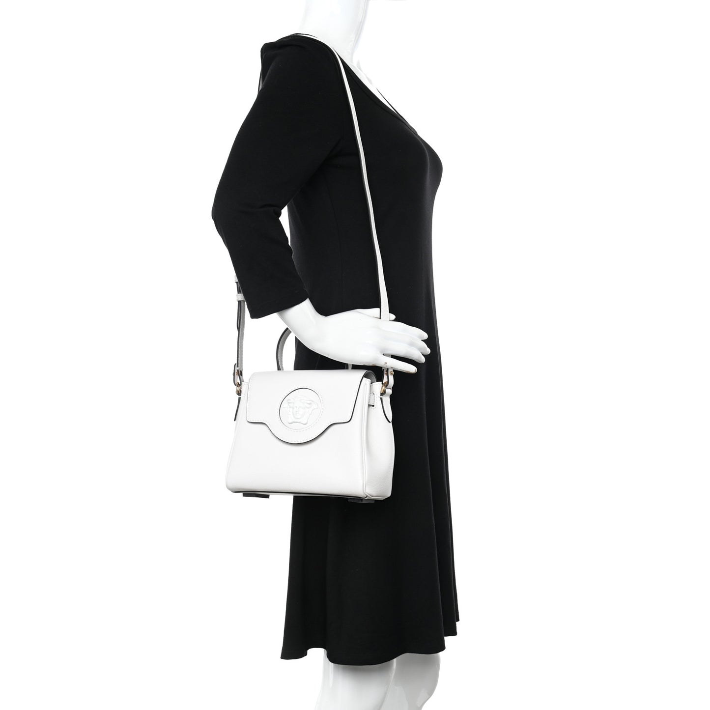 Calfskin Medium La Medusa Top Handle Handbag Optical White