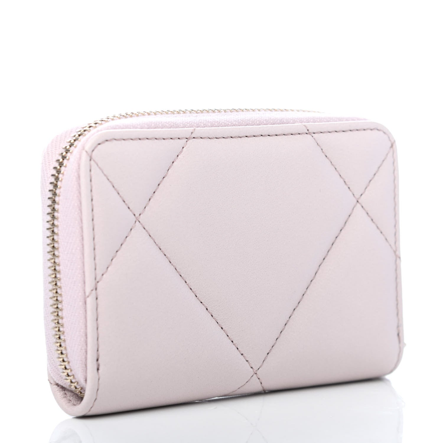 Chanel Lambskin Quilted Chanel 19 Zip Around Coin Purse Wallet Light Pink 2 of 4