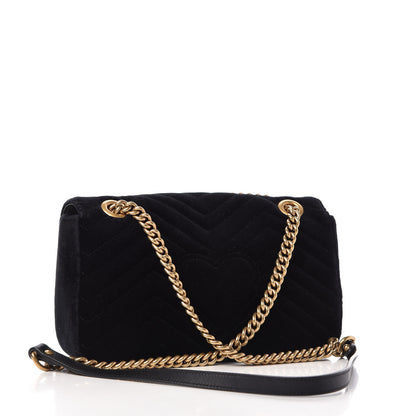 Gucci Velvet Matelasse Marquise Crystals Embroidered Small GG Marmont Shoulder Bag Black 3 of 10