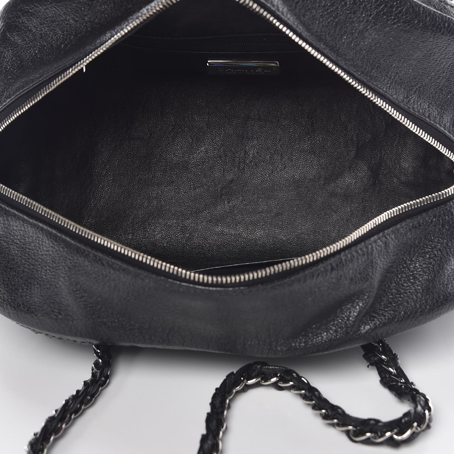 Metallic Goatskin Medium Luxe Ligne Bowler Black