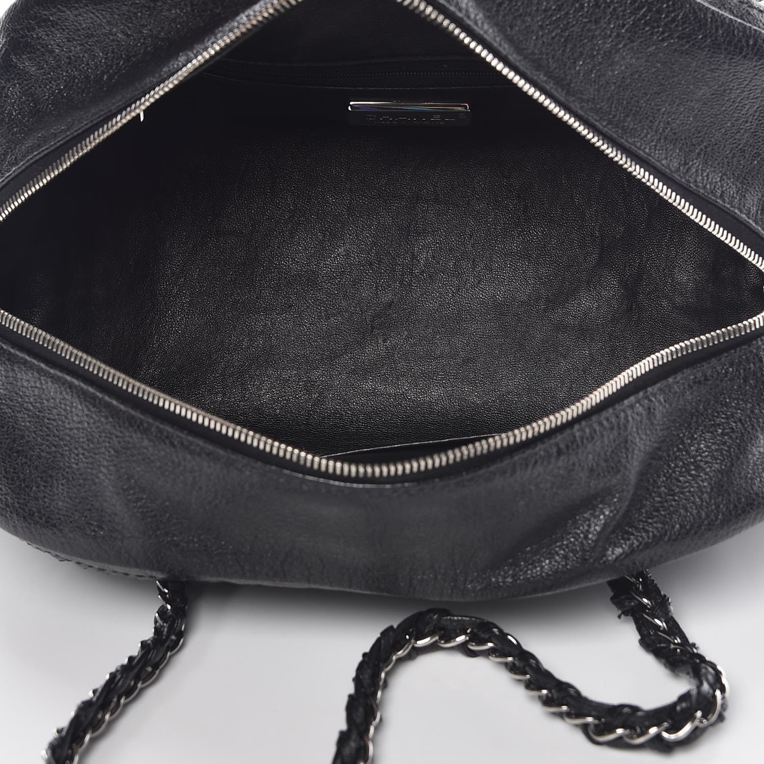 Chanel Metallic Goatskin Medium Luxe Ligne Bowler Black 5 of 12
