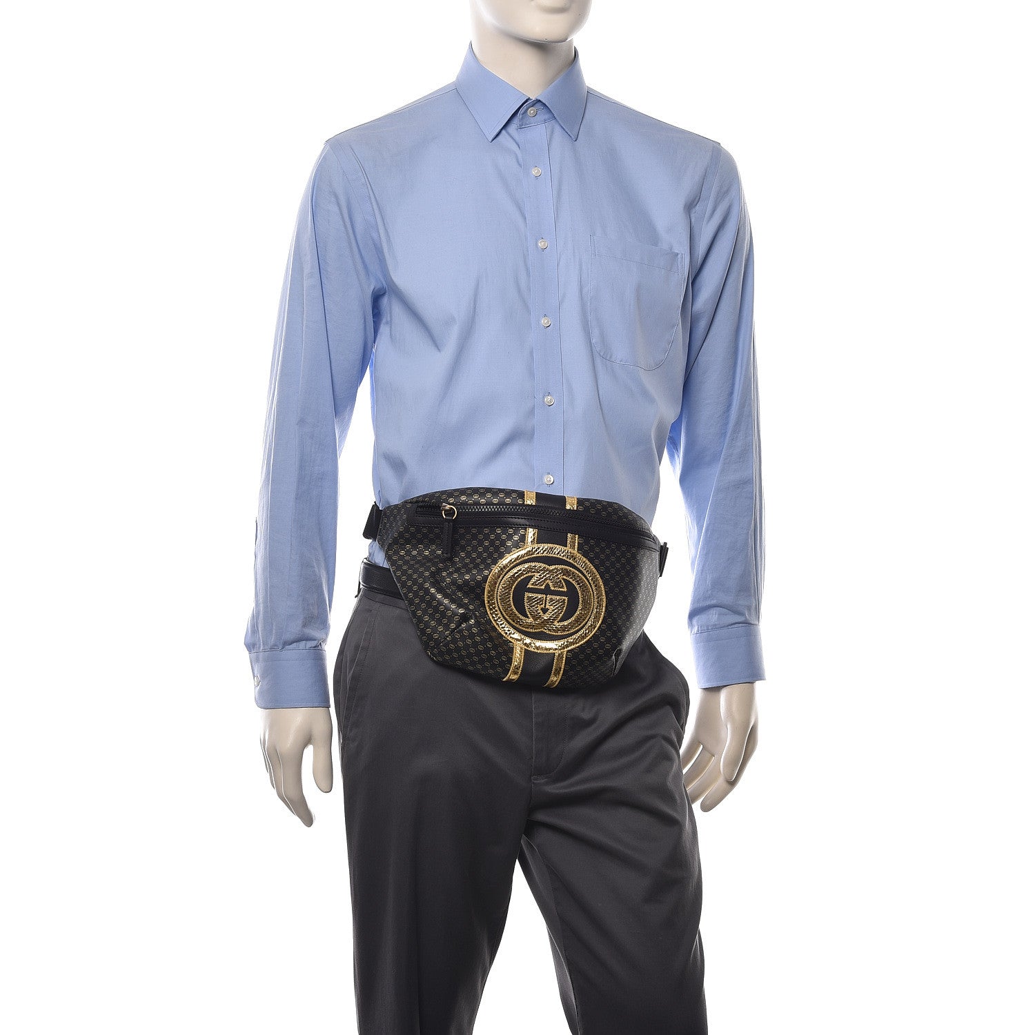 Gucci X DAPPER DAN Calfskin Laminated Ayers GG Micro Monogram Belt Bag Black 2 of 12