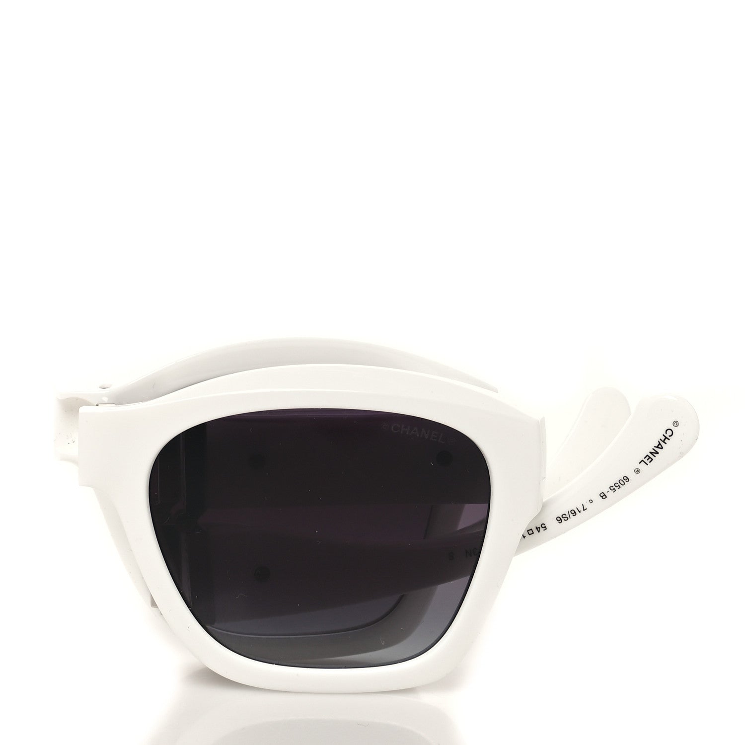 Chanel Acetate Metal Square Folding Sunglasses 6055-B White 5 of 8