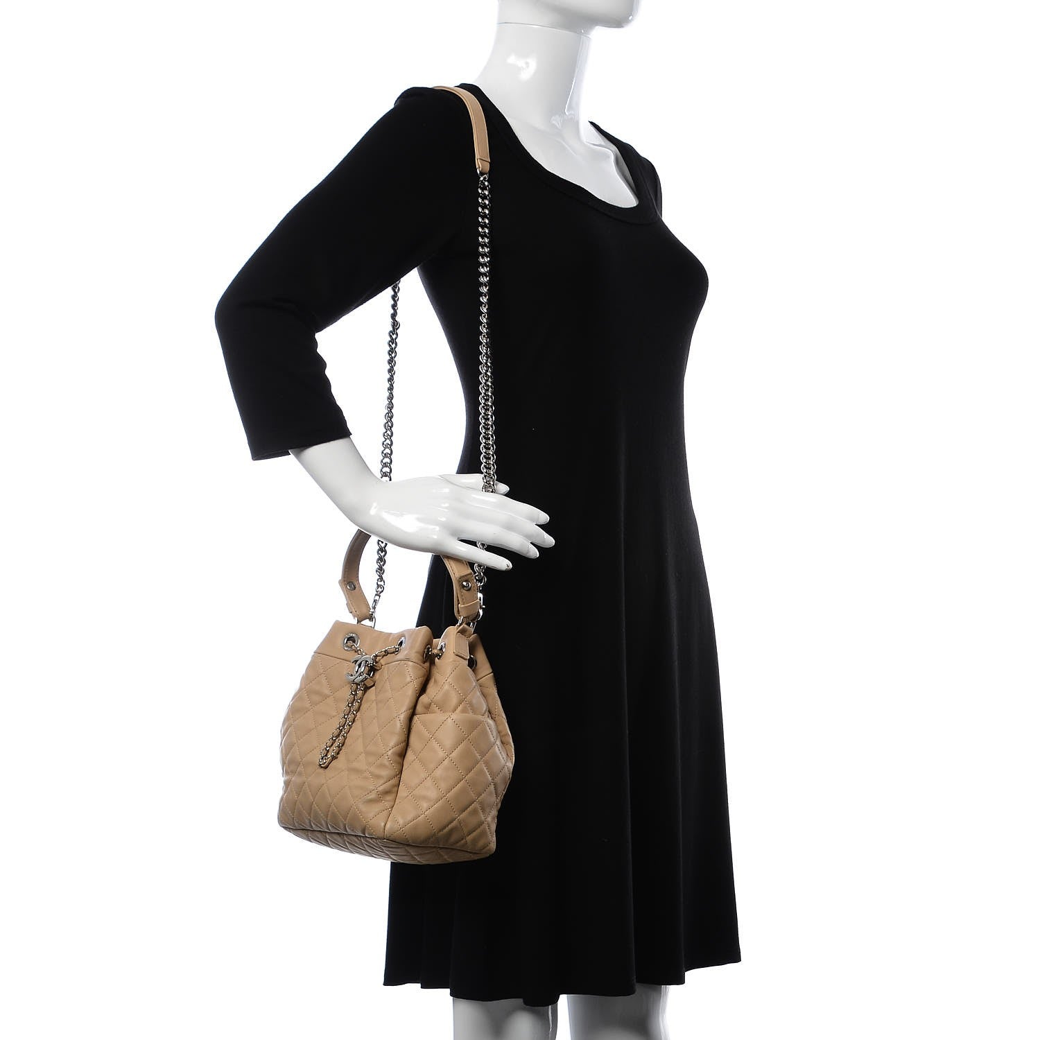 Chanel Lambskin Quilted Small CC Chain Bucket Bag Beige 2 of 13