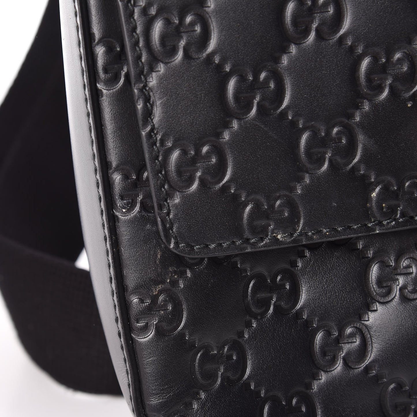 Guccissima Signature Single Buckle Flap Messenger Bag Black