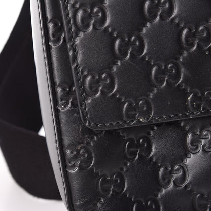 Gucci Guccissima Signature Single Buckle Flap Messenger Bag Black 12 of 14