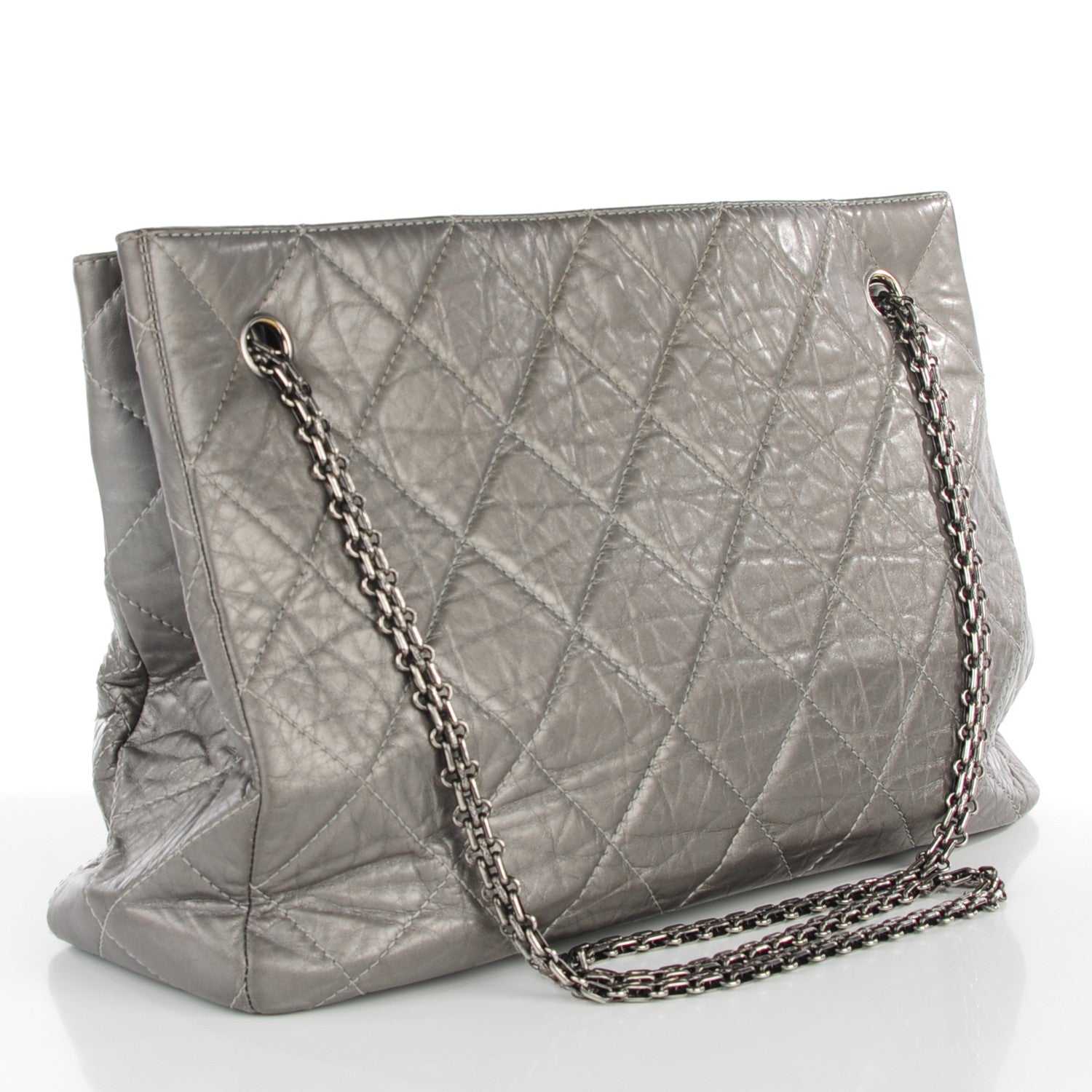 Chanel Aged Calfskin Quilted Reissue 2.55 Tote Dark Silver 3 of 7