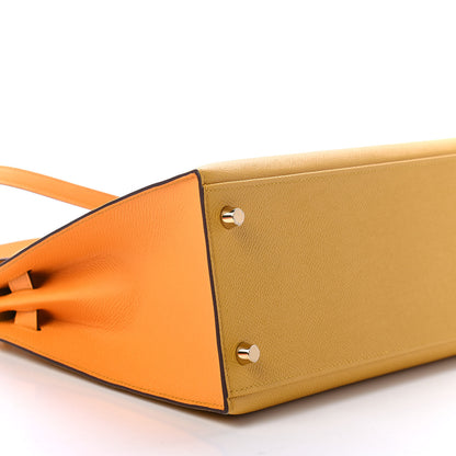 Hermes Epsom Horseshoe Kelly Sellier 28 Jaune Ambre Jaune D'Or 7 of 10