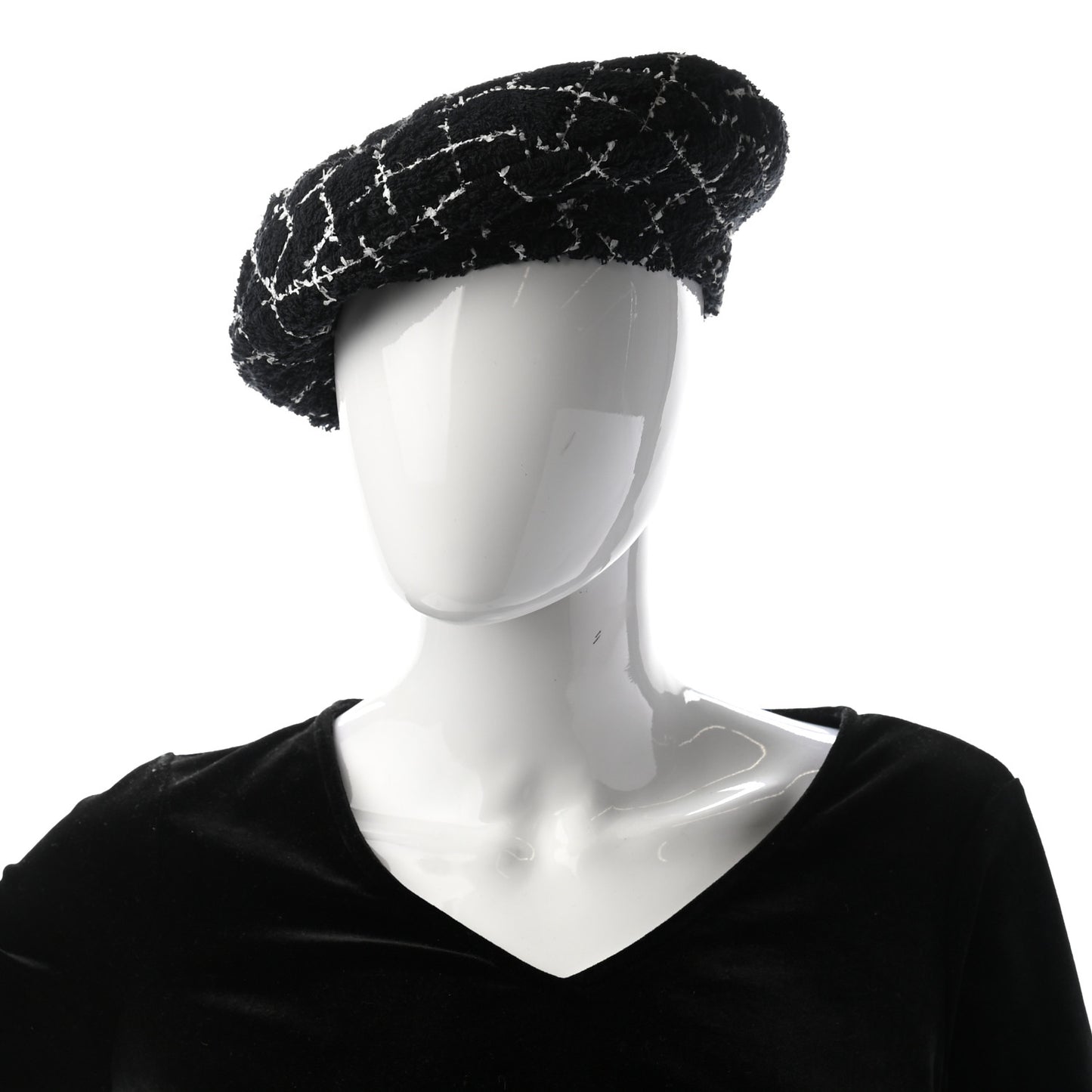 Cotton Tweed CC Beret L Black White