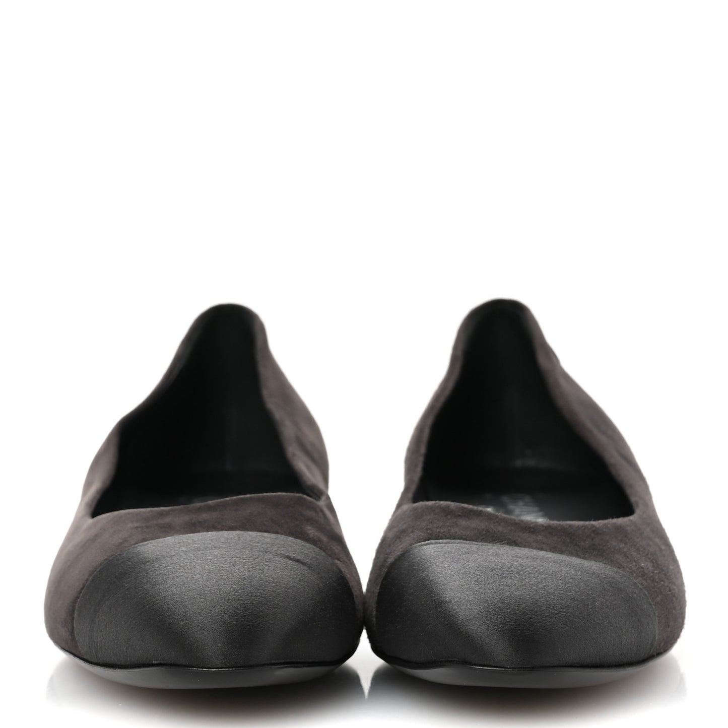 Suede Satin Cap Toe Ballerina Flats 40 Grey