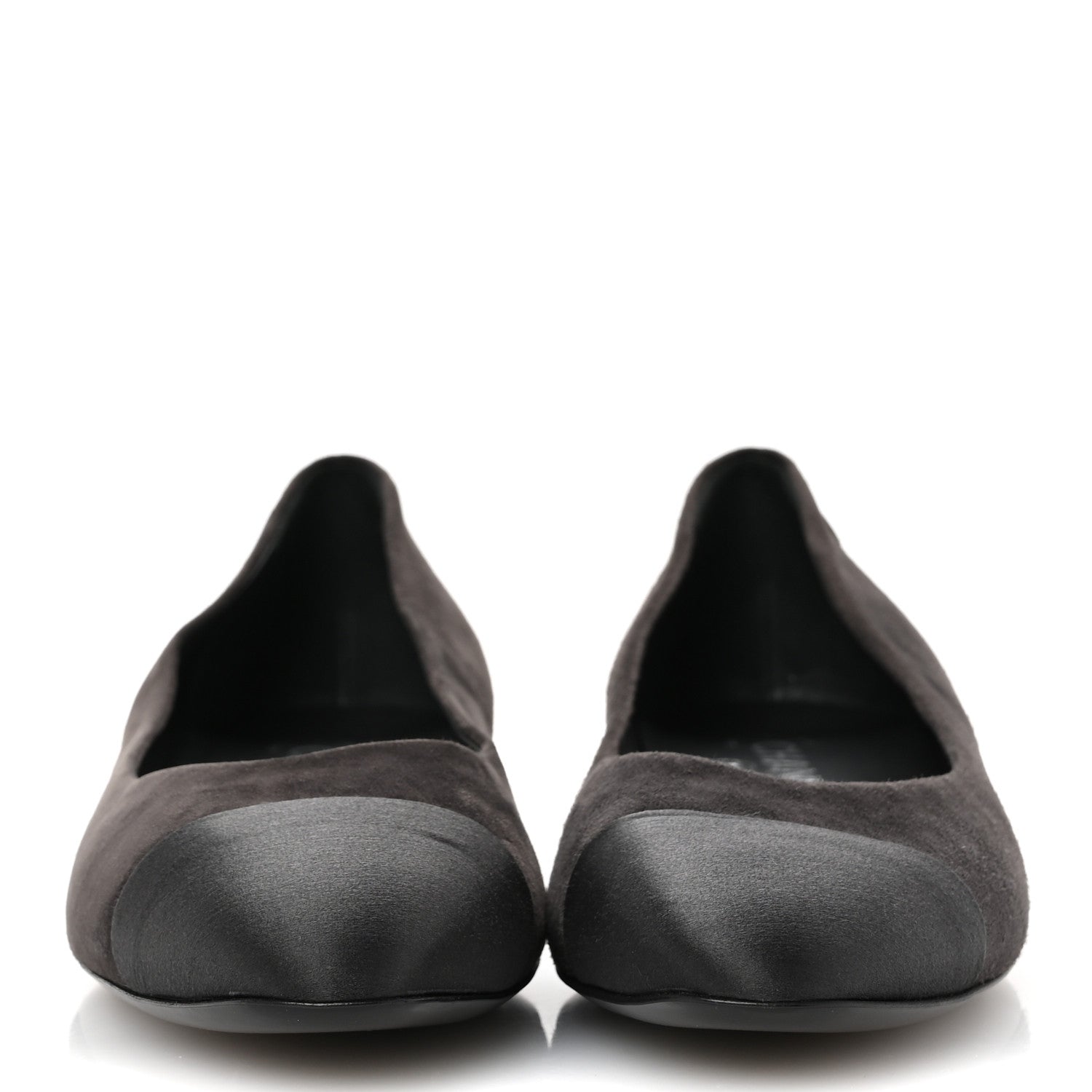 Chanel Suede Satin Cap Toe Ballerina Flats 40 Grey 3 of 10