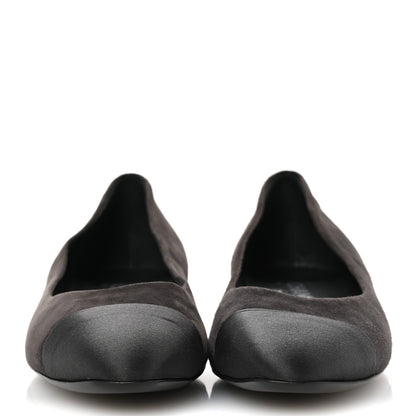 Chanel Suede Satin Cap Toe Ballerina Flats 40 Grey 3 of 10
