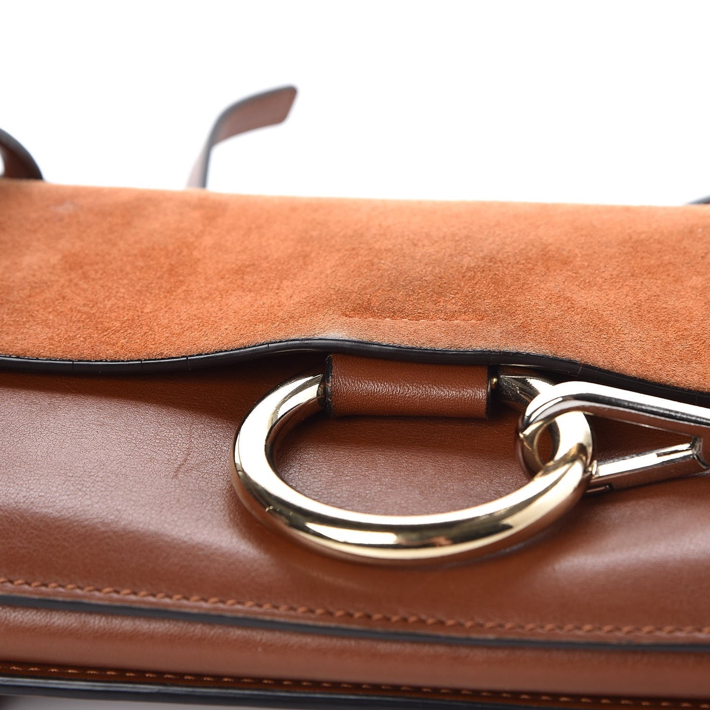 Suede Calfskin Small Faye Shoulder Bag Tobacco