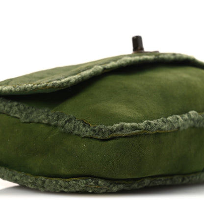 Chanel Suede Shearling Flap Clutch Green 9 of 10