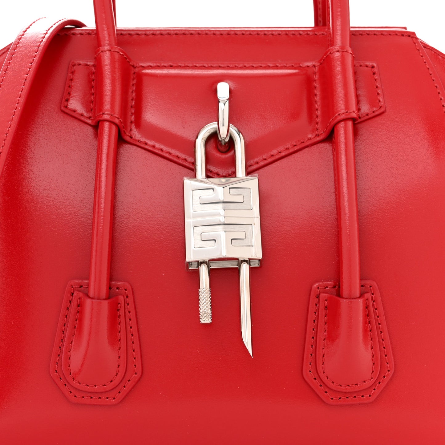 Box Calfskin Mini Lock Antigona Shoulder Bag Red