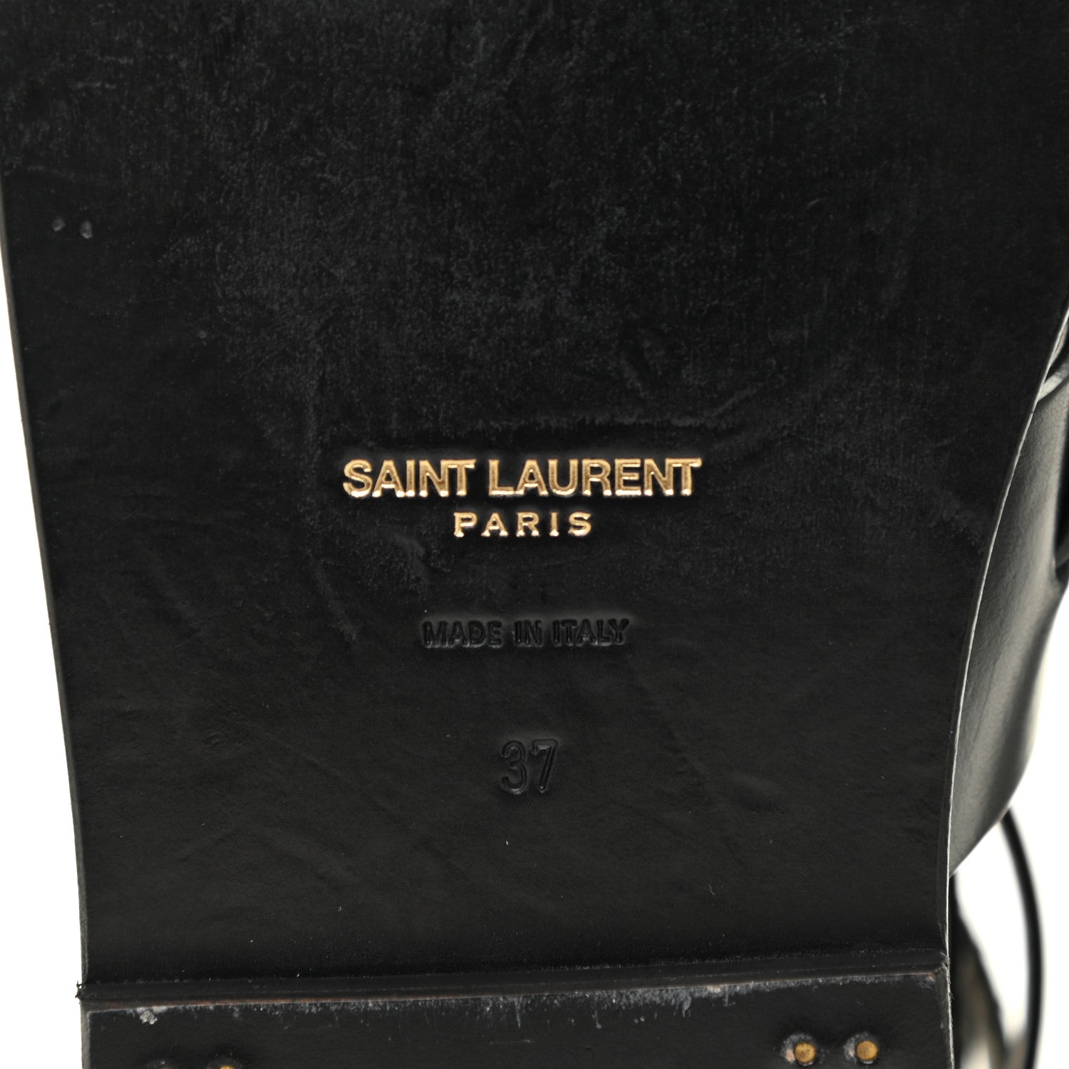 Saint Laurent Calfskin Culver Studded Flat Sandals 37 Black 11 of 12