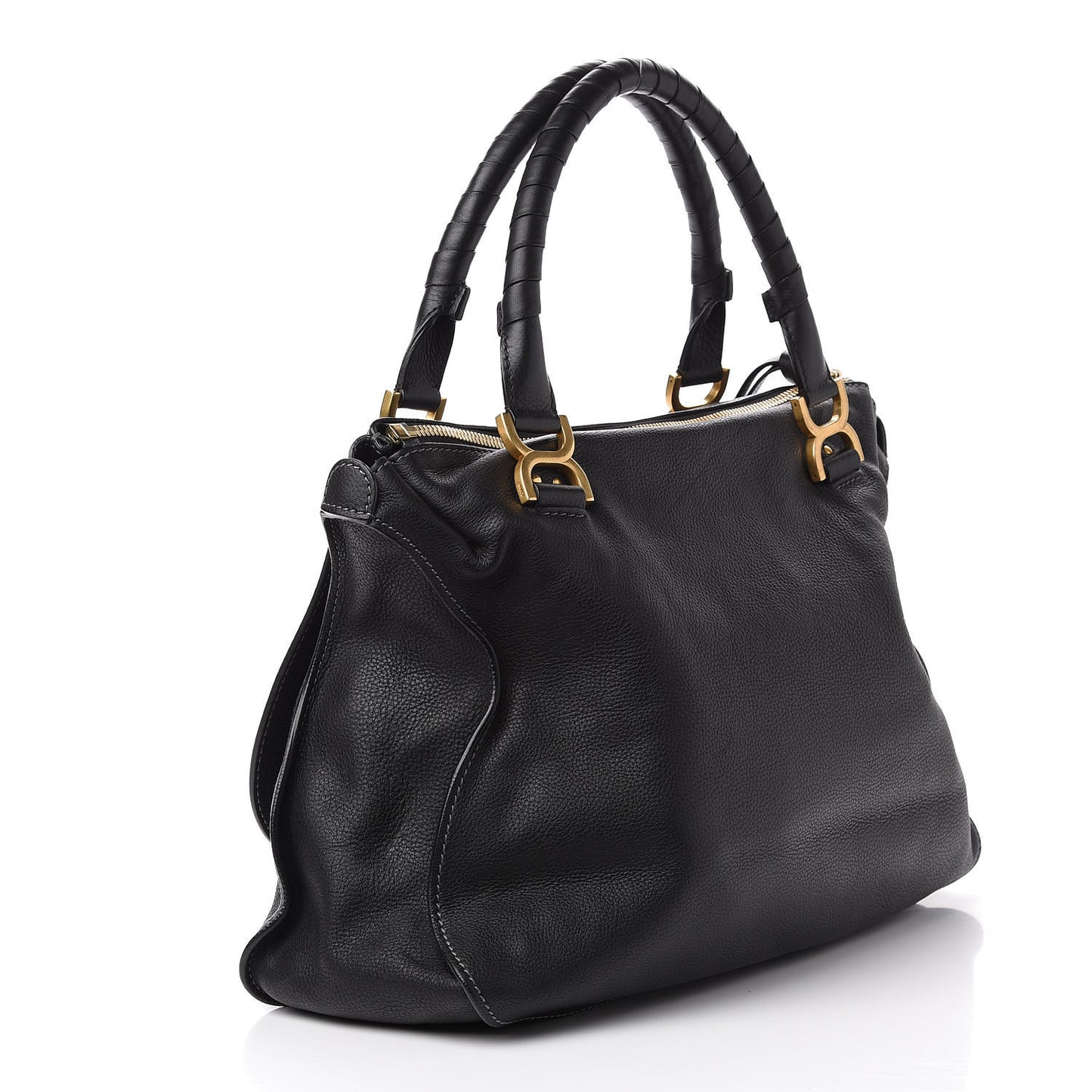 Calfskin Large Marcie Satchel Black