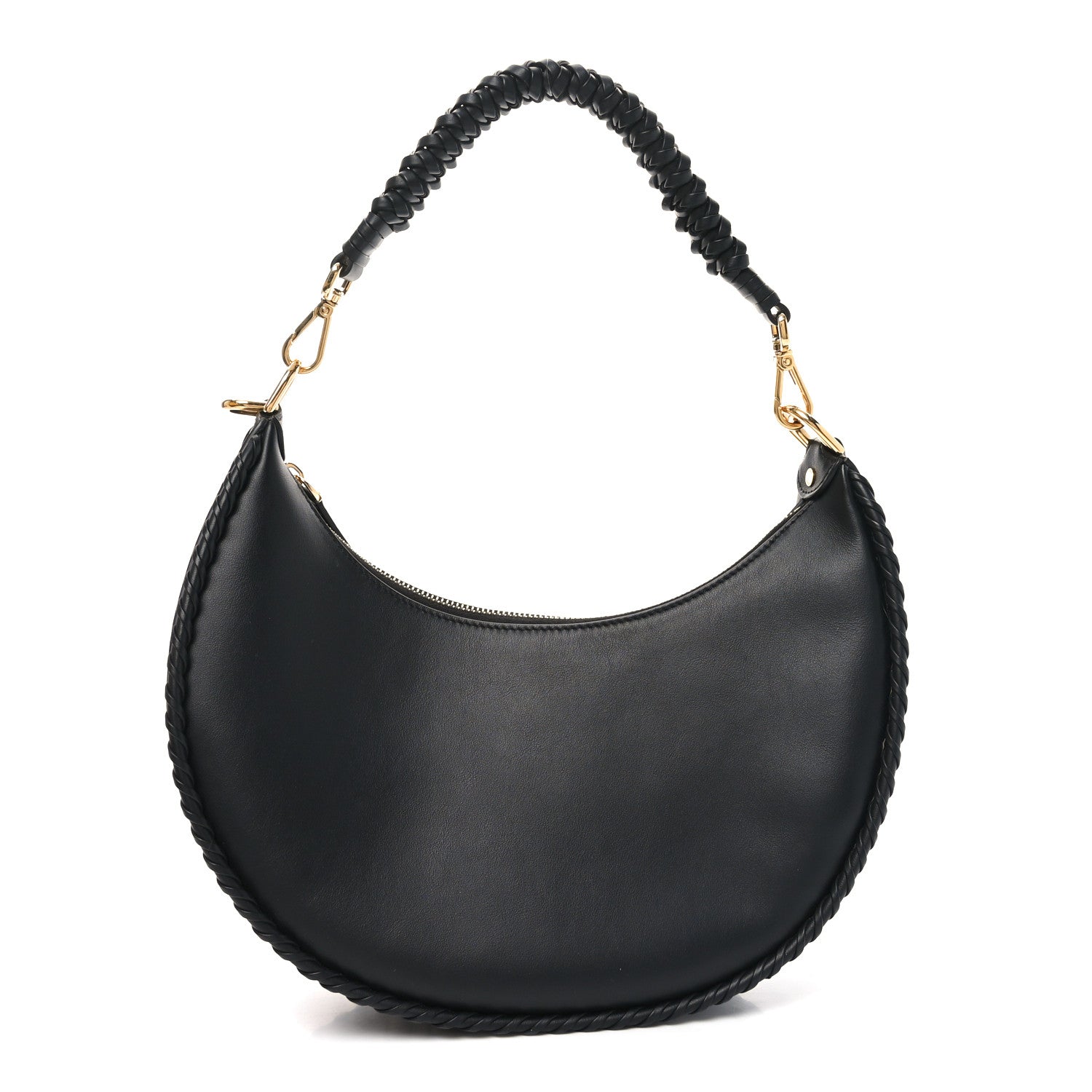 Fendi Vitello Grace Matte Whipstitch Small Fendigraphy Hobo Bag Black 1 of 11