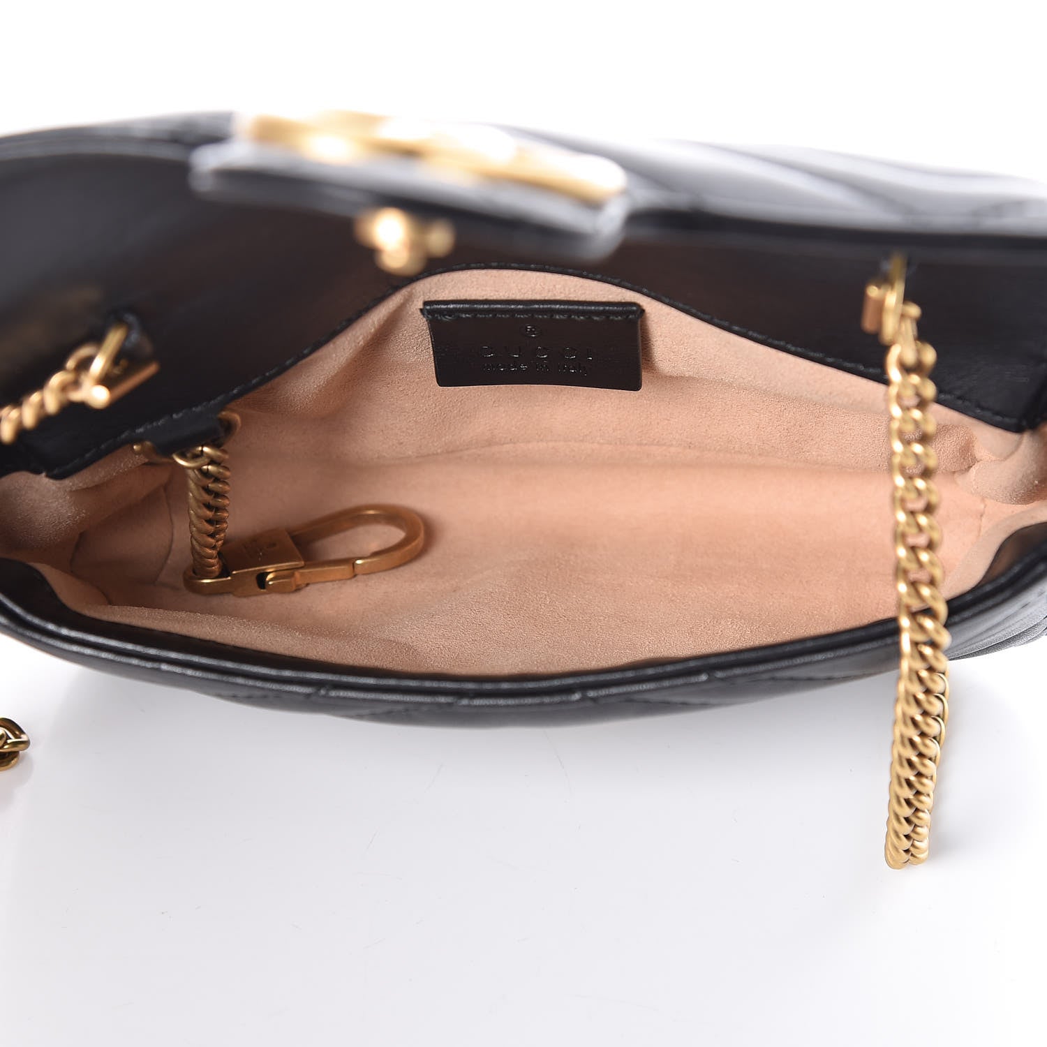 Gucci Calfskin Matelasse Super Mini GG Marmont Shoulder Bag Black 5 of 9