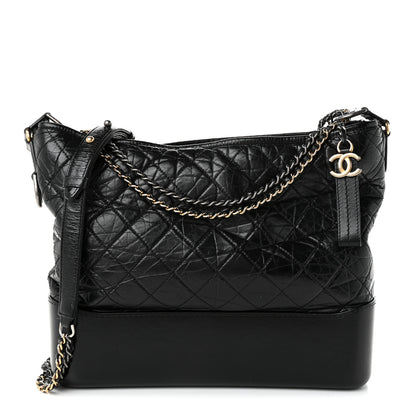 Chanel Aged Calfskin Quilted Large Gabrielle Hobo Black 1 of 12