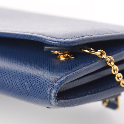 Prada Saffiano Metal Continental Flap Travel Wallet Bluette 10 of 11