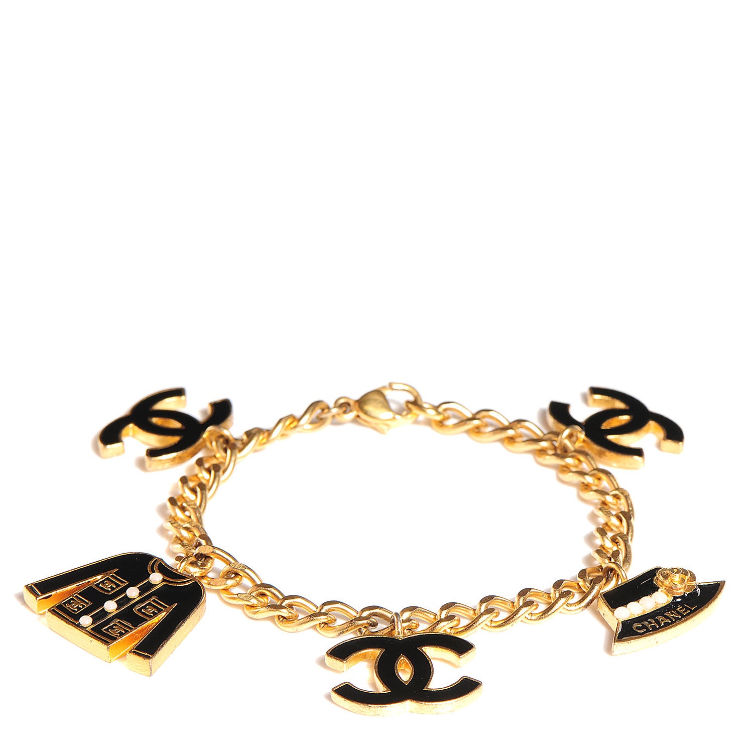Chanel Enamel CC Jacket Charm Bracelet Black Gold 1 of 5