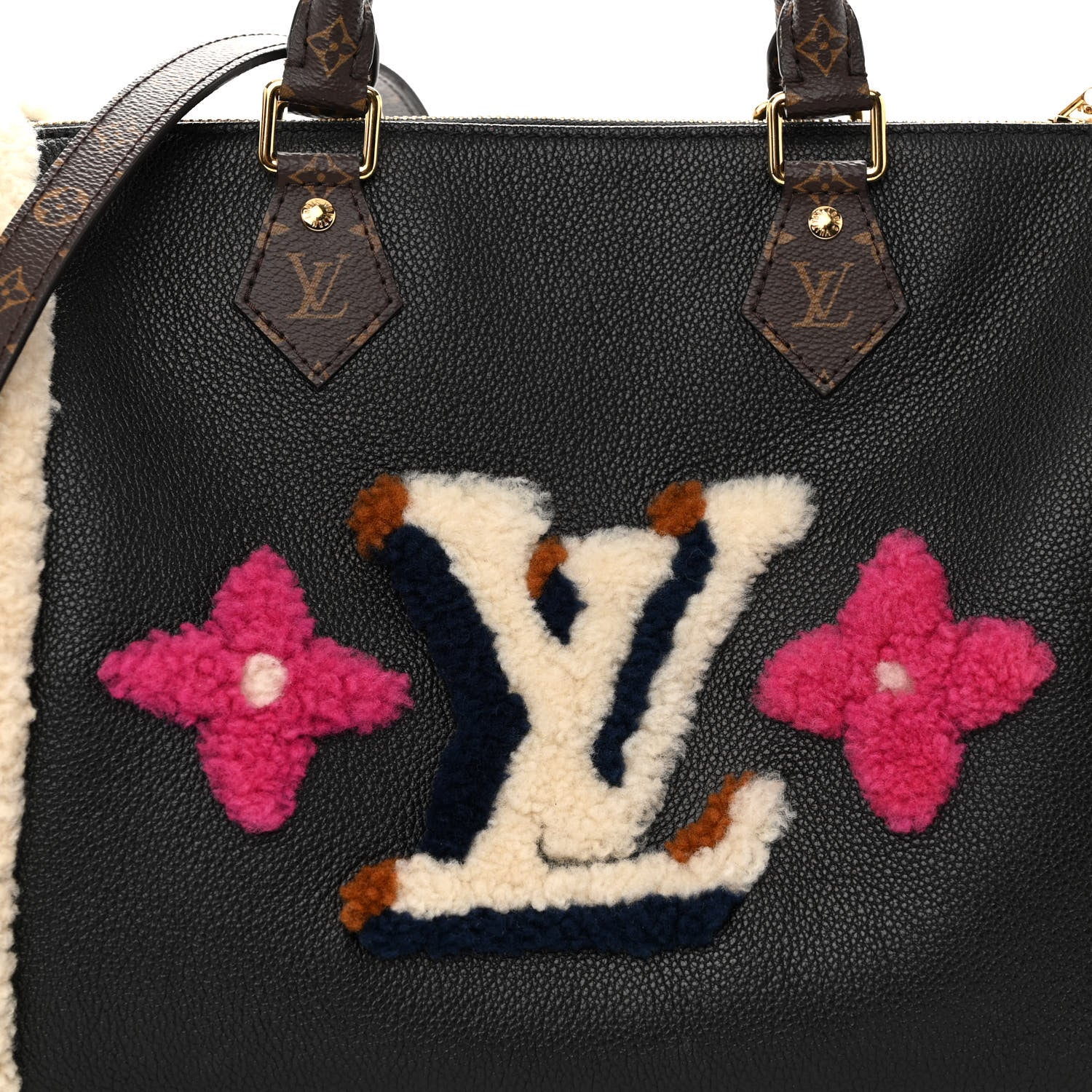 Louis Vuitton Calfskin Monogram Teddy Speedy Bandouliere 30 Black 7 of 9