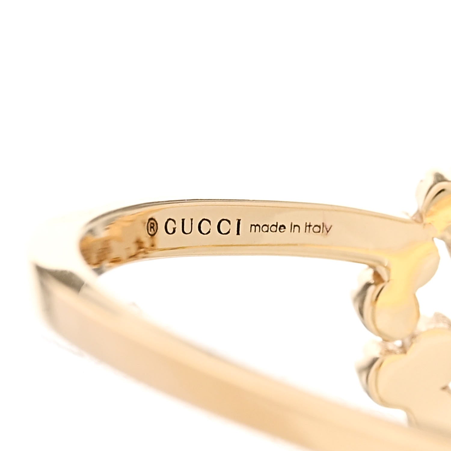 Gucci 18K Yellow Gold Diamond Running G Cross Ring 55 7.25 4 of 6