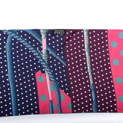 Hermes Silk Clic Clac a Pois Maxi Twilly Rose Vif Marine Prune 5 of 5