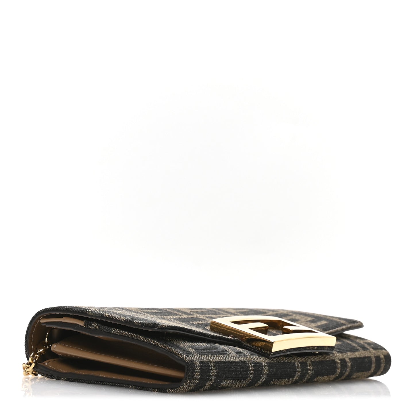 Fabric Jacquard FF 1974 Continental Wallet On Chain Tobacco Moro