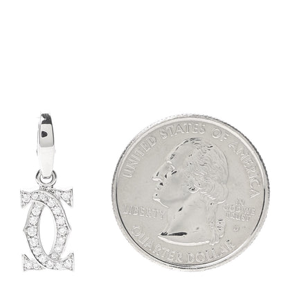 Cartier 18K White Gold Diamond Logo Charm 2 of 5