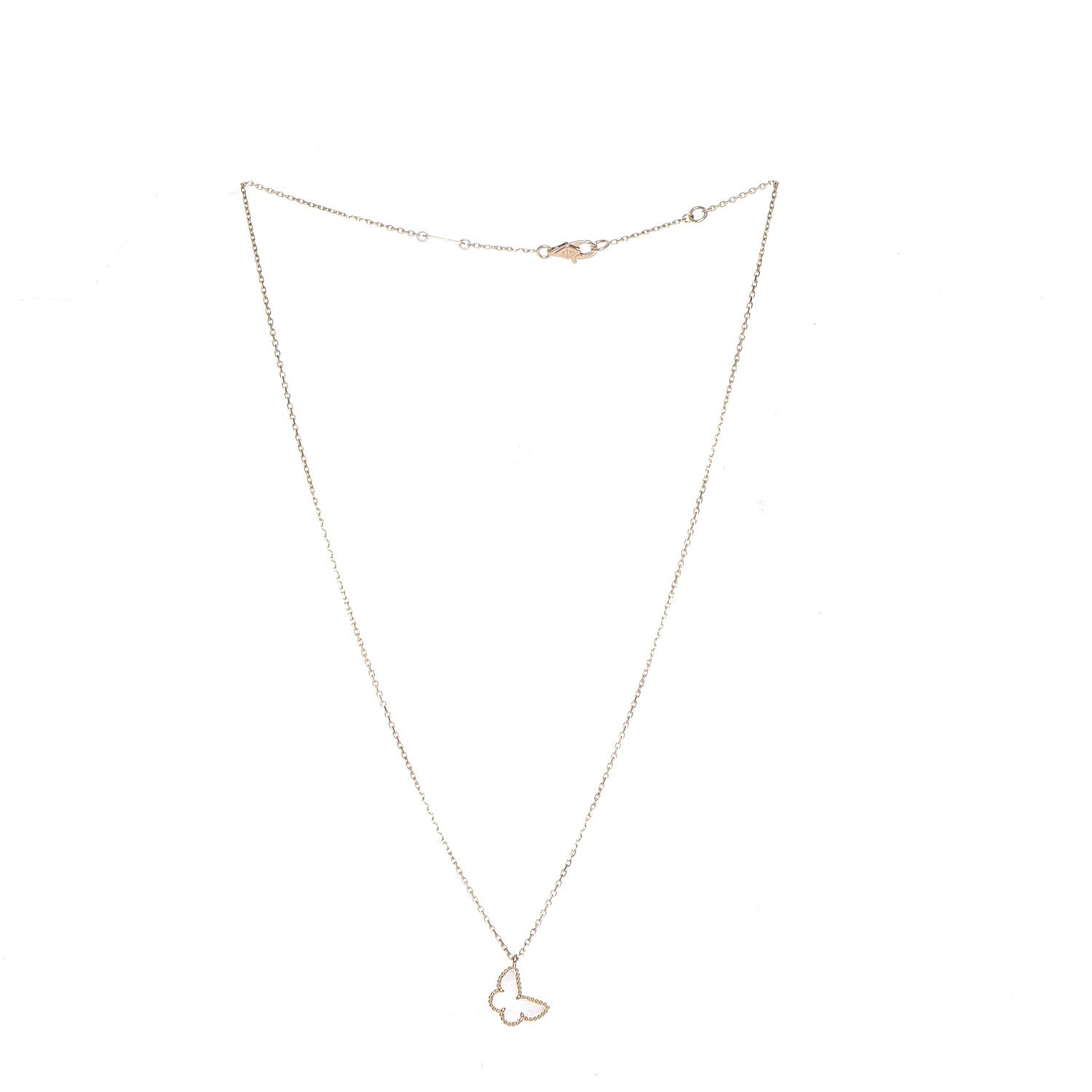 Van Cleef & Arpels 18K Yellow Gold Mother of Pearl Sweet Alhambra Butterfly Pendant Necklace 3 of 8