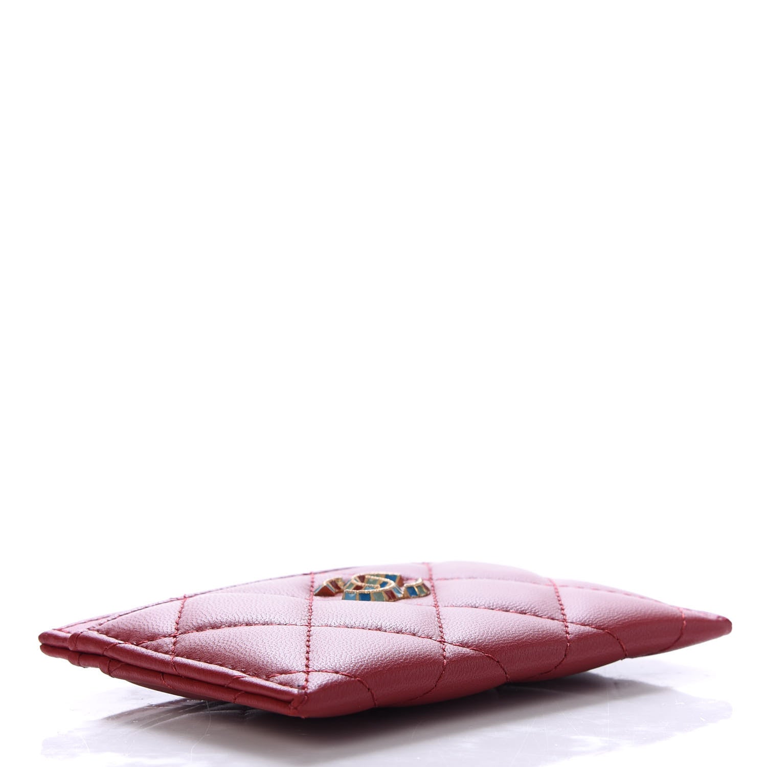 Chanel Lambskin Quilted Card Holder Red Multicolor 4 of 9