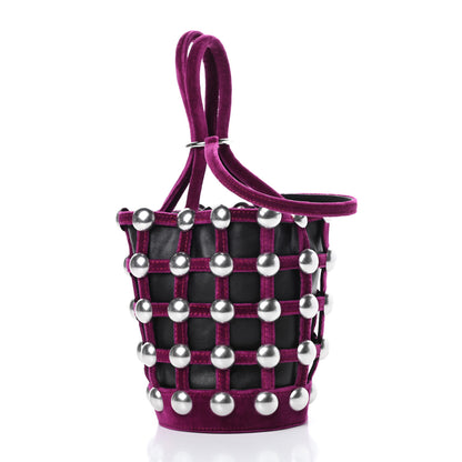 Alexander Wang Velvet Embellished Mini Roxy Bucket Bag Magenta 4 of 13