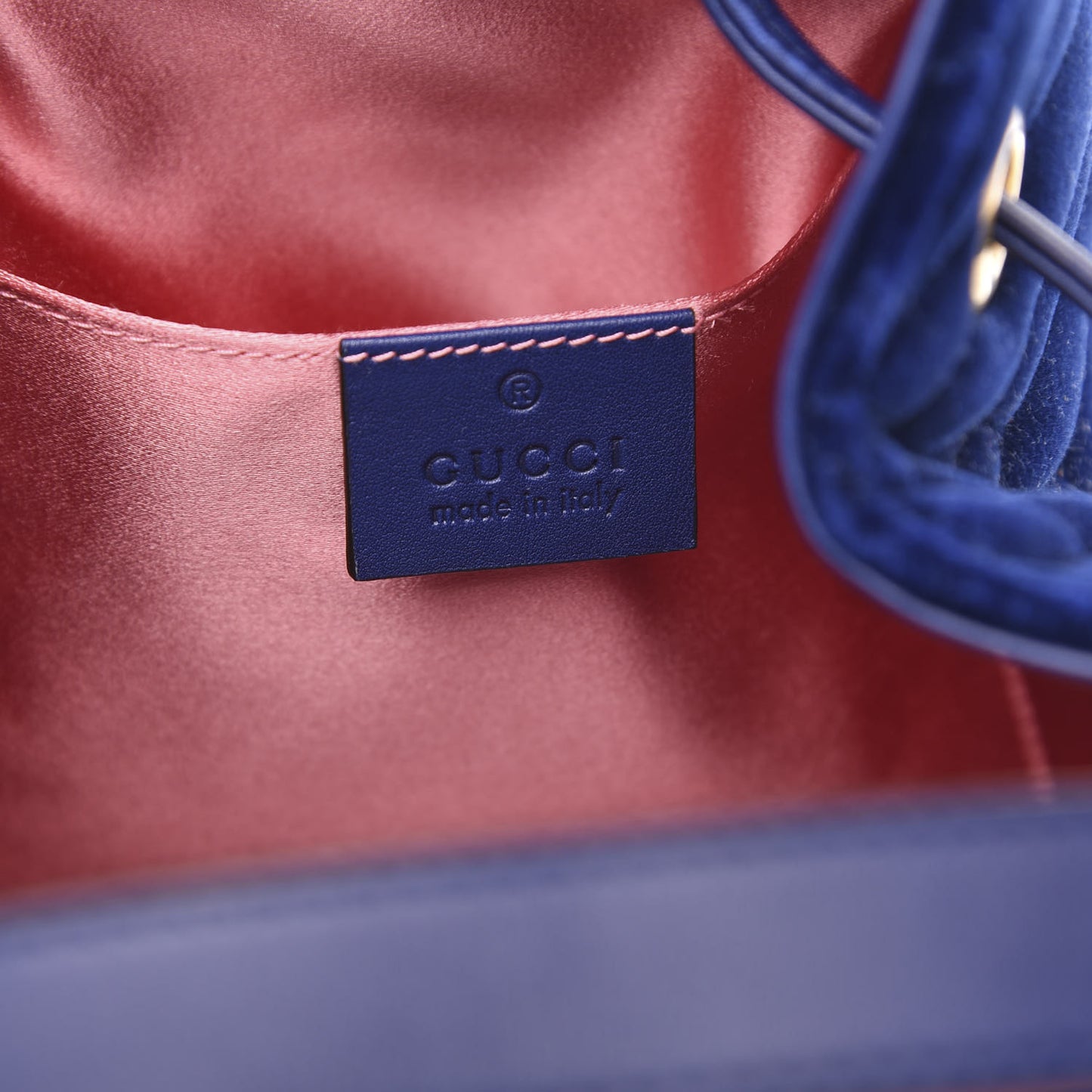 Velvet Matelasse GG Marmont Bucket Bag Cobalt Blue